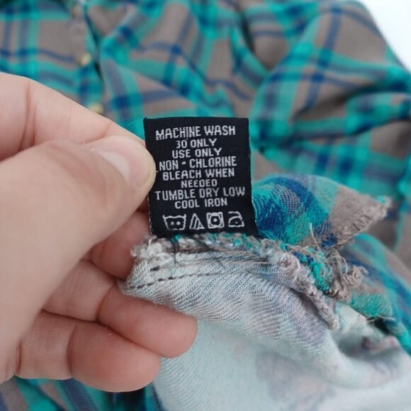 Tolani Collection Button Front Tunic With Printed Back Top Plaid Art To Wear XS - Picture 9 of 10